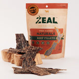 Zeil Free Range Naturals Beef Fillets packaging with dried beef fillets on a white background