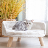 Pet Sofa Bed Raised Cat Chair with Removable Cushion