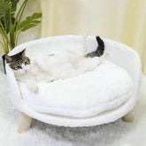 Pet Sofa Bed Raised Cat Chair with Removable Cushion