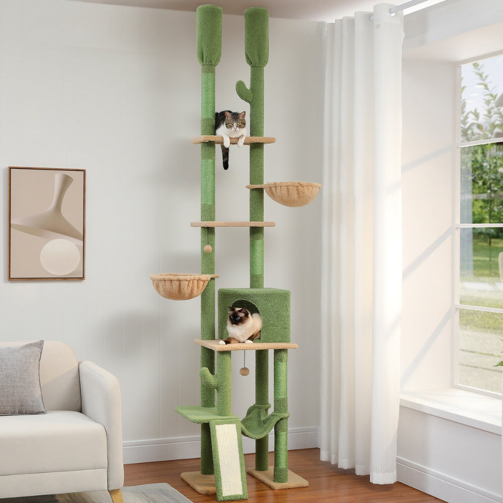 Cactus Cat Tree Floor to Ceiling Cat Tower with Adjustable Heigh