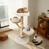 Modern Cat Climbing Tree Solid Wood Activity Center with Scratching Post
