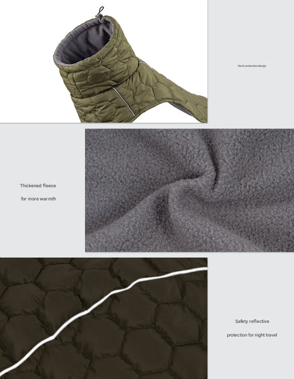 Olive Green Warm Quilted Dog Winter Coat - XXL
