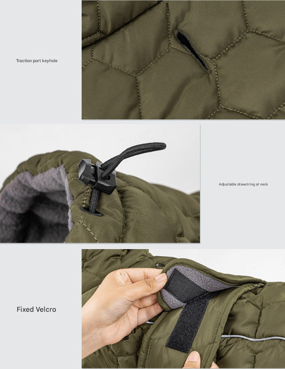 Olive Green Warm Quilted Dog Winter Coat - Medium