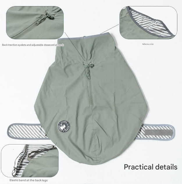 Blue Waterproof Reflective Dog Raincoat for Small to Large Dogs