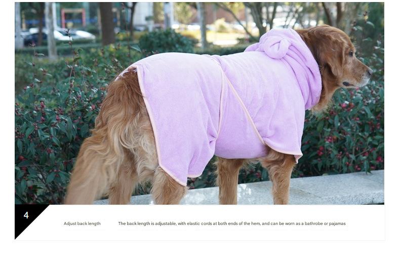 Purple Hooded Dog Bathrobe - Super Absorbent(Size : M)