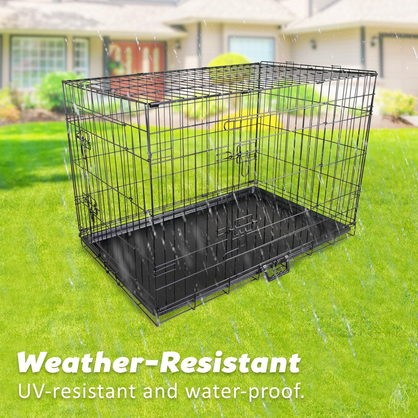 Wire Foldable Dog Crate with Tray