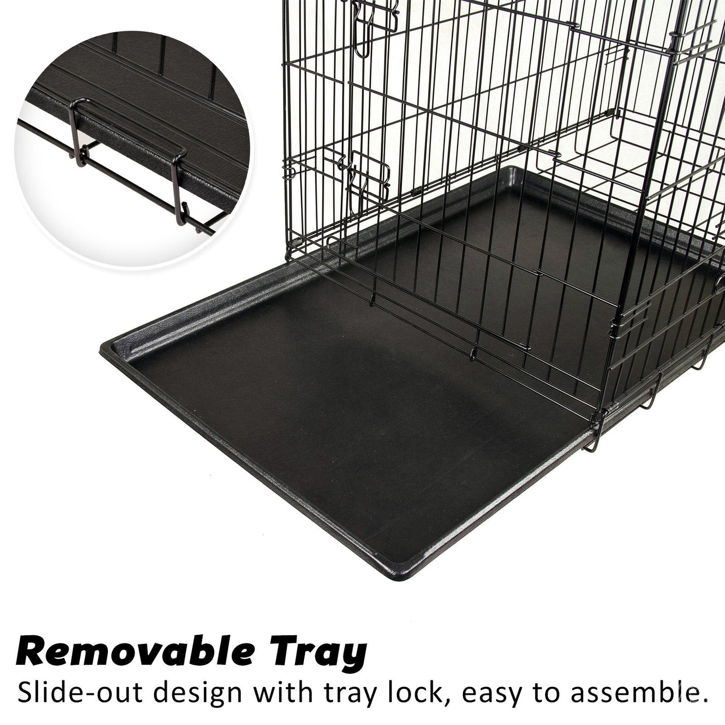 Wire Foldable Dog Crate with Tray
