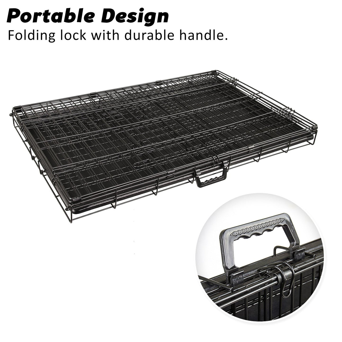 Wire Foldable Dog Crate with Tray