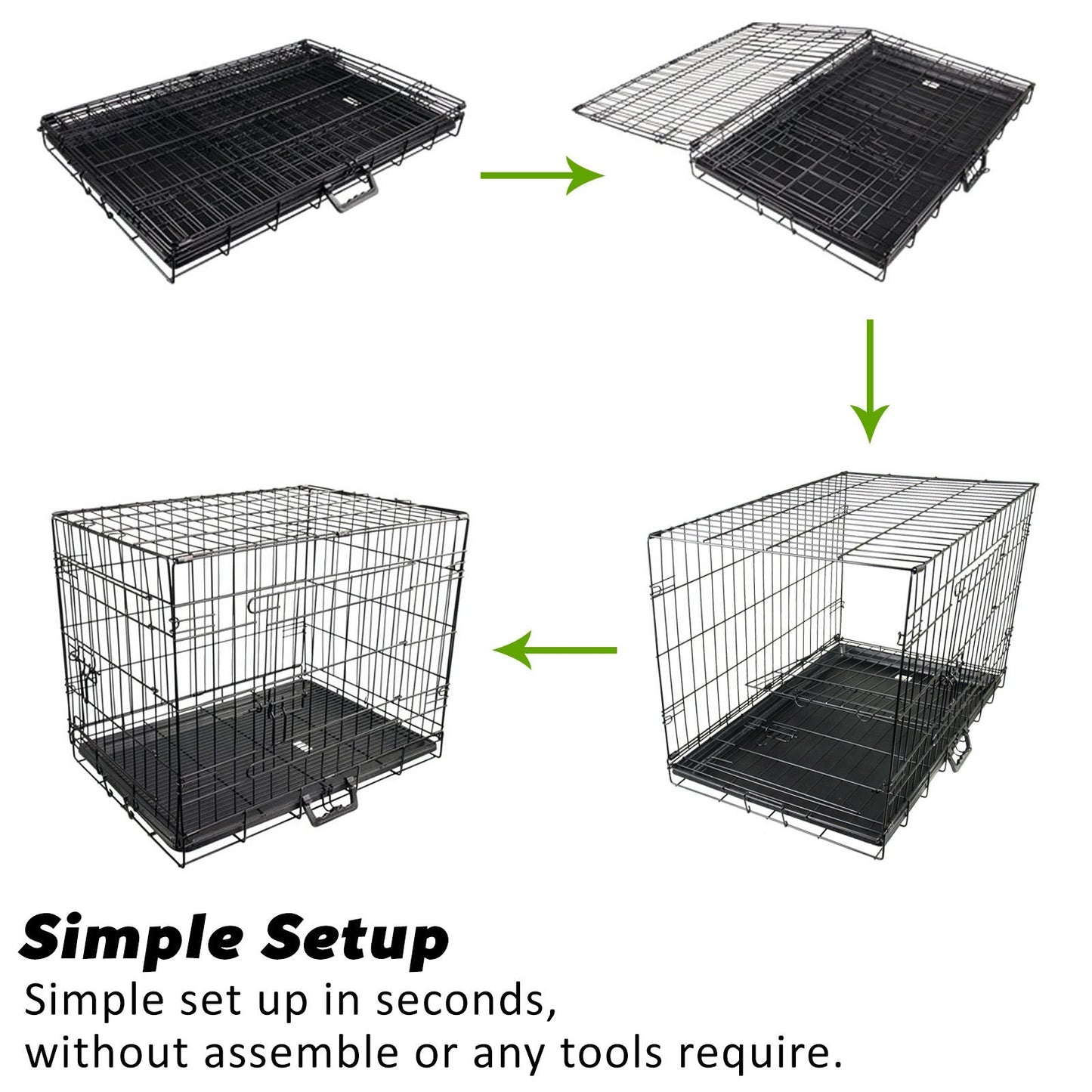 Wire Foldable Dog Crate with Tray