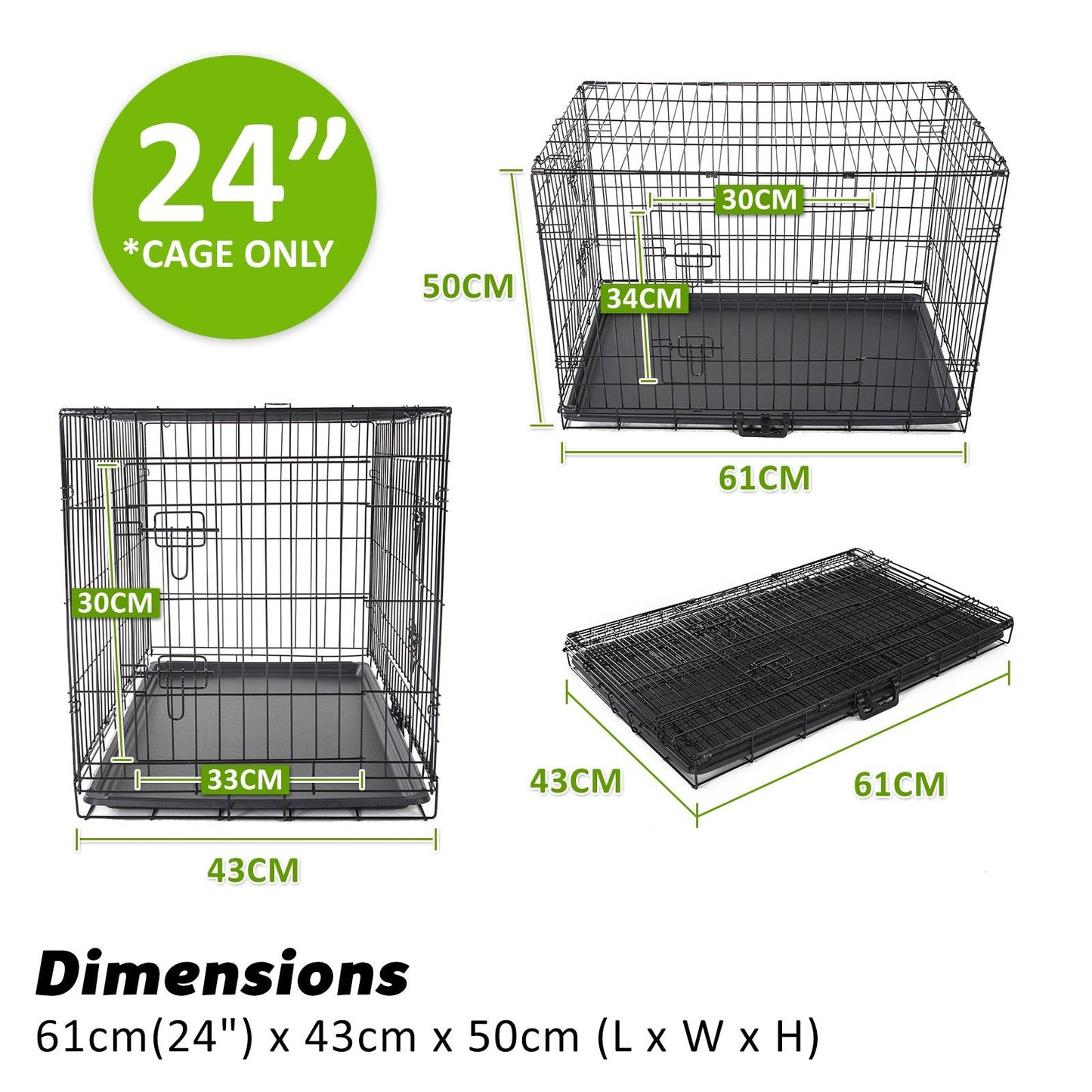 Wire Foldable Dog Crate with Tray