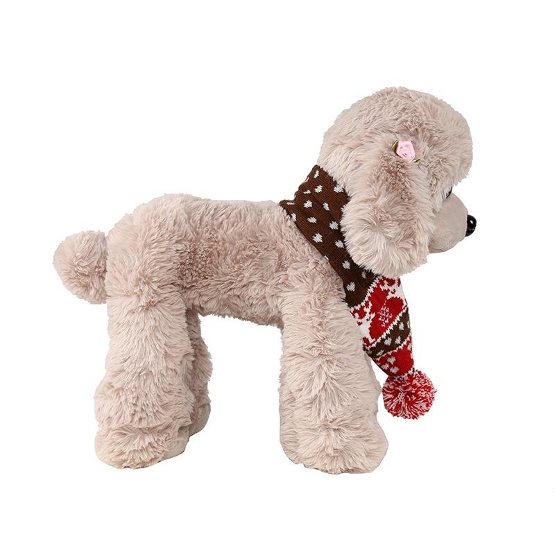 Christmas Pet Scarf Autumn And Winter Warm Elk Christmas Dog Scarf - Size M Brown