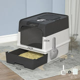 Large Enclosed Cat Litter Box with Drawer and Scoop