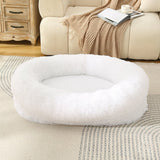 Fluffy Donut-Shaped Pet Bed - White