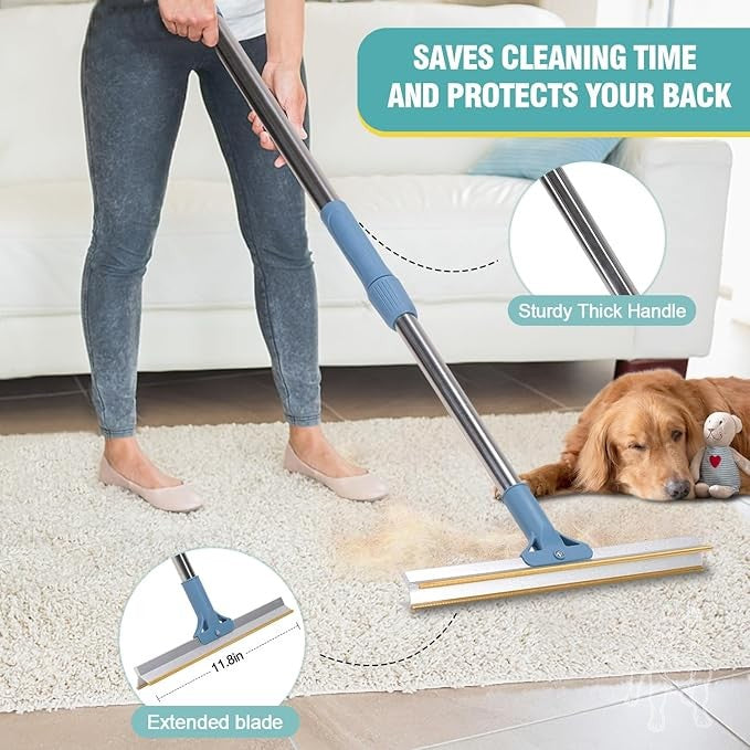 Pet Hair Remover Floor Squeegee with Extendable Handle