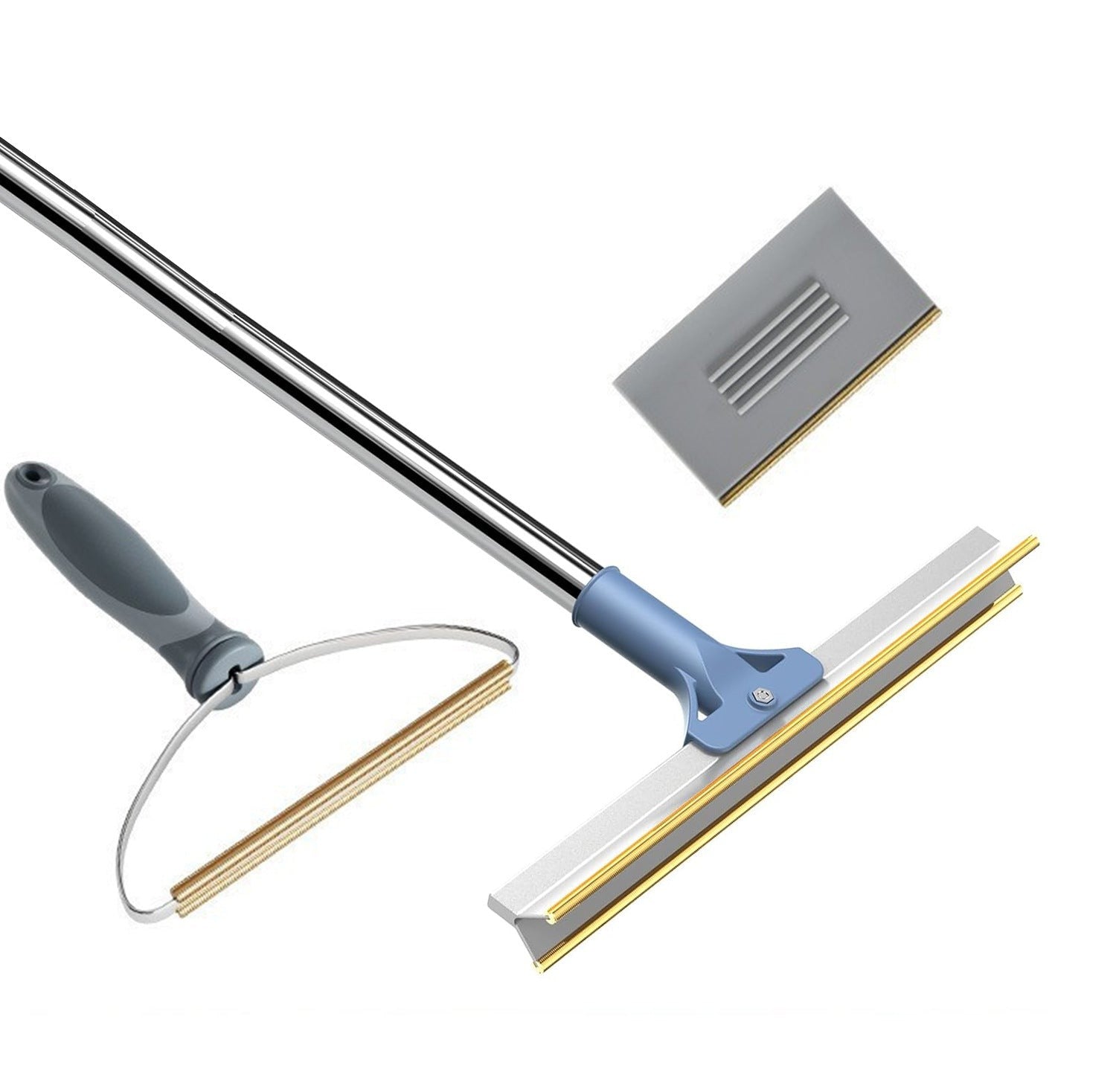 Pet Hair Removal Tool Set - Multi-Purpose Sweeper with Scraper