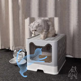 Foldable Cat Litter Box with Pull-Out Tray