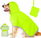 Green Reflective Adjustable Pet Raincoat with Hood