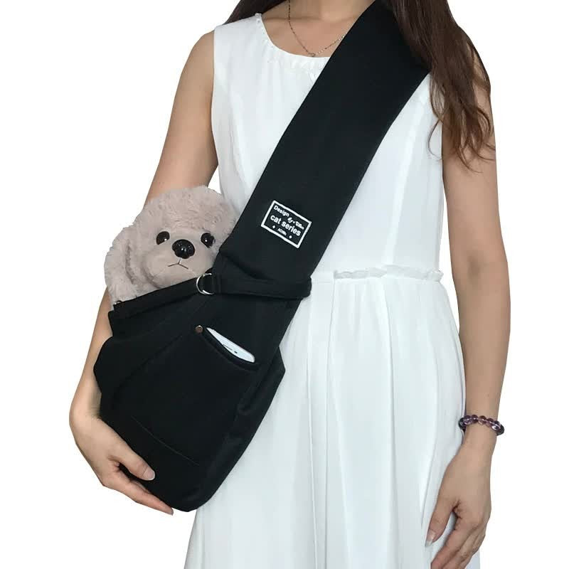 Black Adjustable Pet Sling Carrier Bag - Comfortable