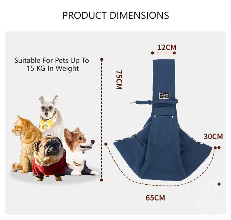 Black Adjustable Pet Sling Carrier Bag - Comfortable