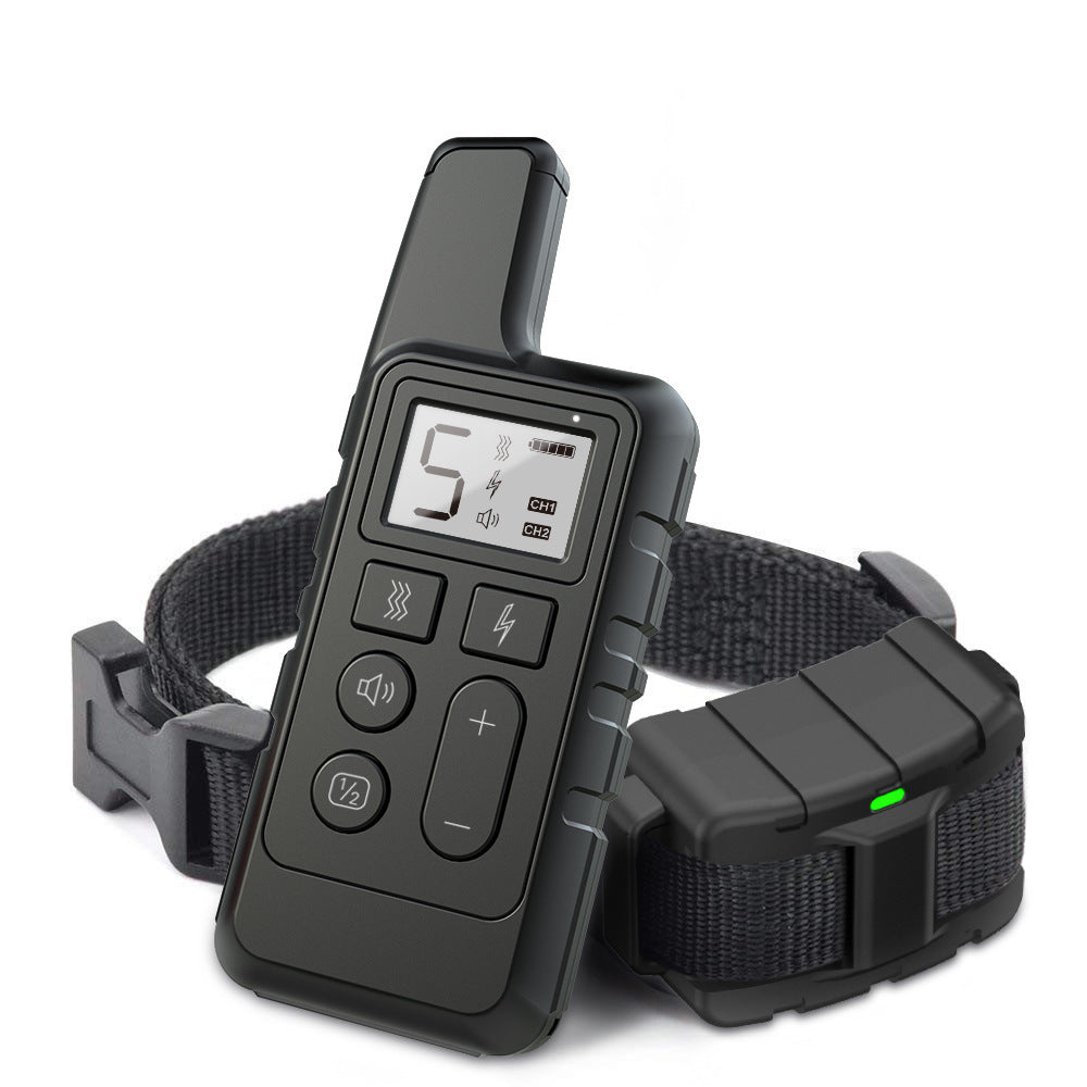 Black Remote Dog Training Collar with Adjustable Shock and Vibration