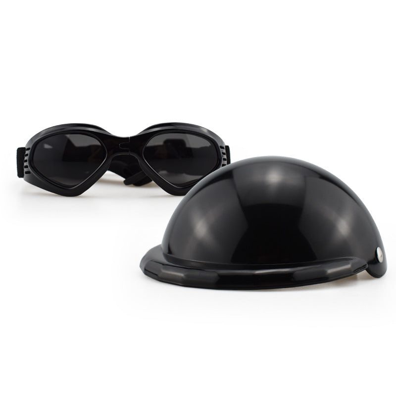 Black Pet Helmet & Goggles Set - Size Medium