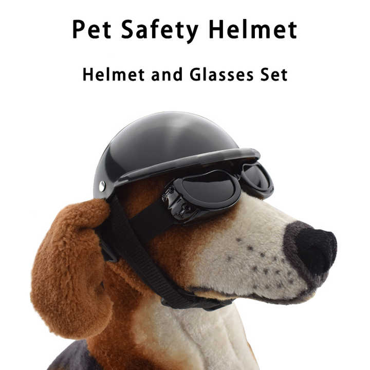 Black Pet Helmet & Goggles Set - Size Medium
