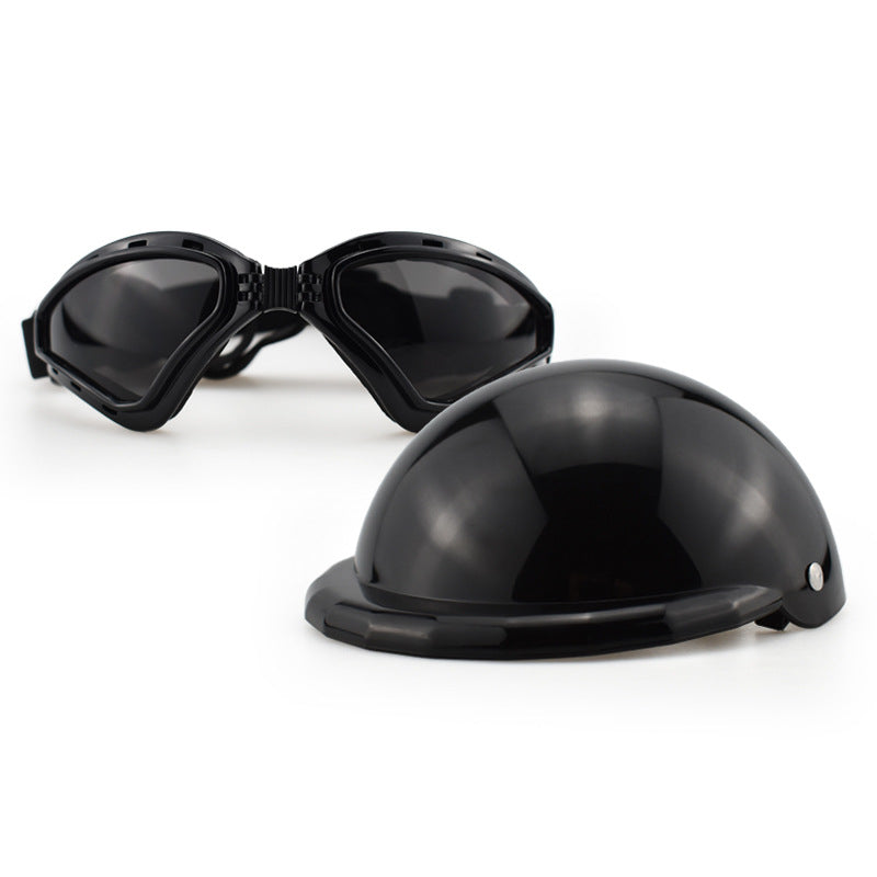 Black Pet Helmet & Goggles Set - Size Large