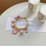 Pink 4-PCS Pearl Charm Pet Necklace - Adjustable Bowknot Collar for Small Dogs & Cats (M: 25+5CM)