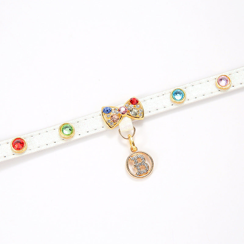 2-PCS Sparkling Rhinestone Bow Cat Collar - Adorable & Safe Pet Collar L
