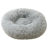 Light Grey 50cm Cozy Round Pet Bed - Plush Cat & Dog Bed with Non-Slip Base, Machine Washable
