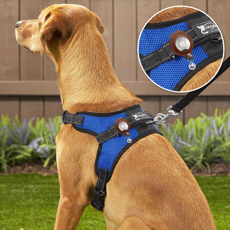 XL Red Secure Nylon Dog Collar with Built-in Apple AirTag (not included) Holder Case - Pet Tracker Accessory