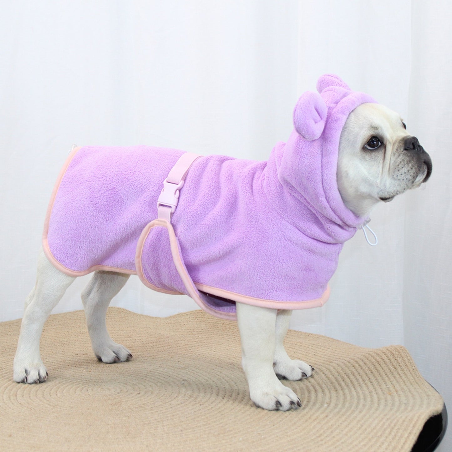 Purple Hooded Dog Bathrobe - Super Absorbent(Size : M)