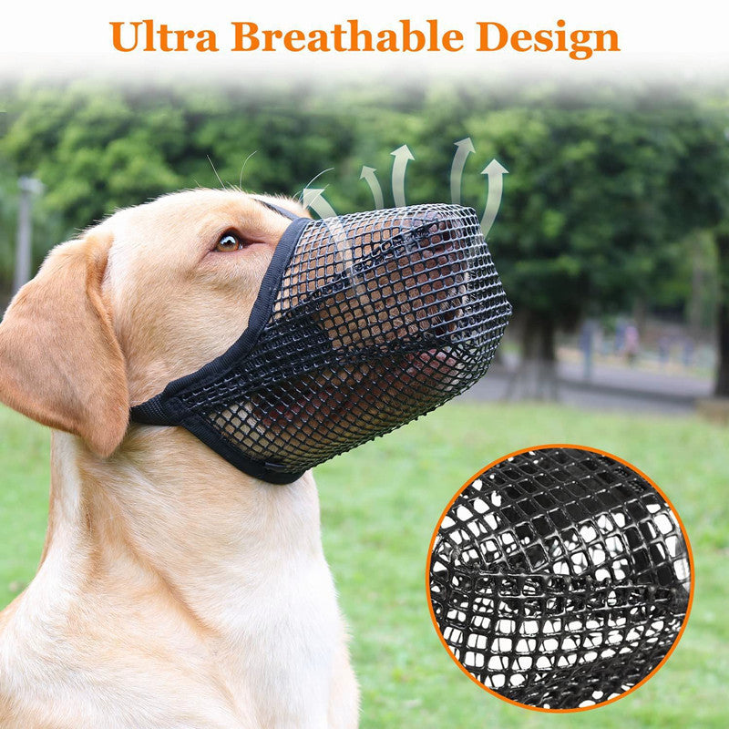 Breathable Mesh Dog Muzzle - 2pc Size L Grey
