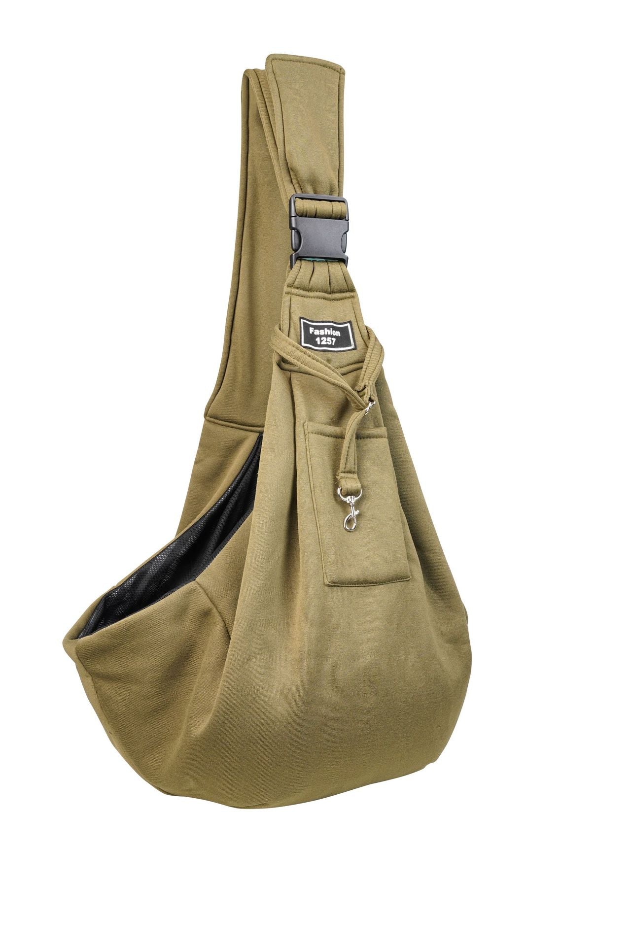Green Breathable Pet Sling Carrier for Small Dogs & Cats - Adjustable Hands-Free Travel Pouch with Safety Leash & Pocket