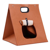 Brown Cozy A-Frame Felt Pet Teepee - Foldable & Portable