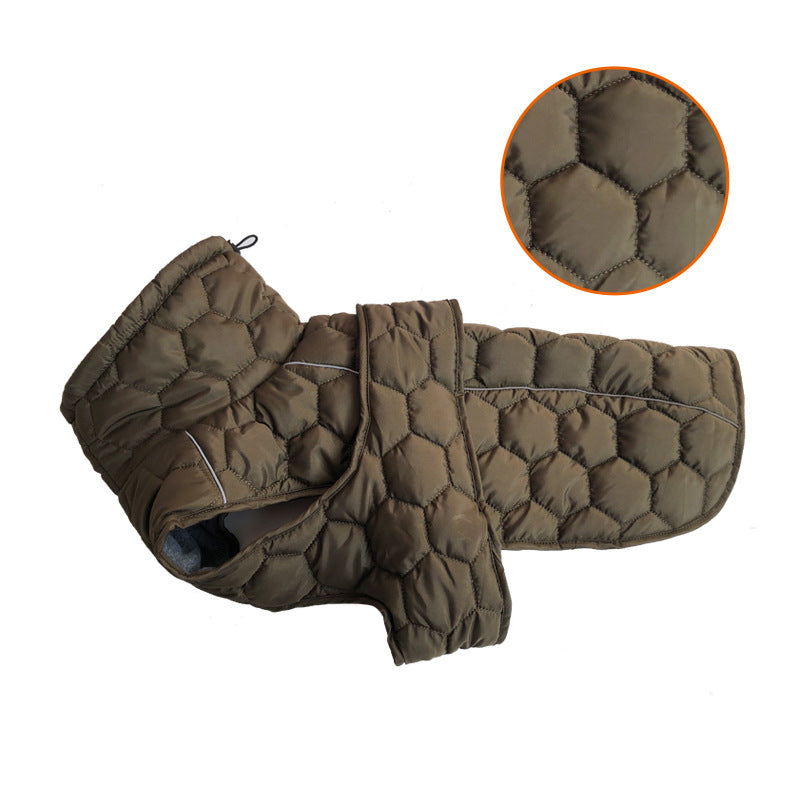 Olive Green Warm Quilted Dog Winter Coat - Medium