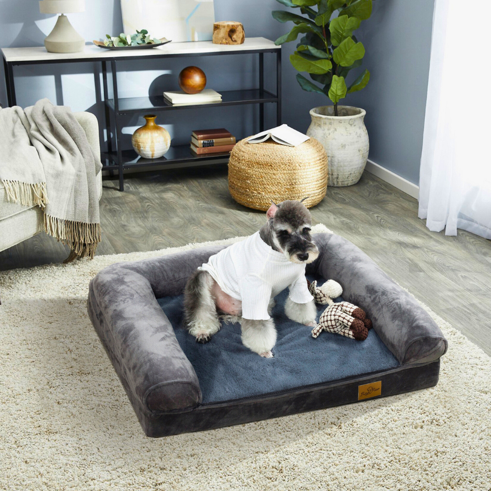 Cozy Extra Large Dog Bed with Waterproof Cover and Bolster