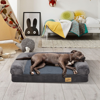 Cozy Extra Large Dog Bed with Waterproof Cover and Bolster