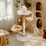 Modern Cat Climbing Tree Solid Wood Activity Center with Scratching Post