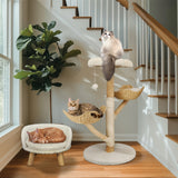 Modern Cat Climbing Tree Solid Wood Activity Center with Scratching Post