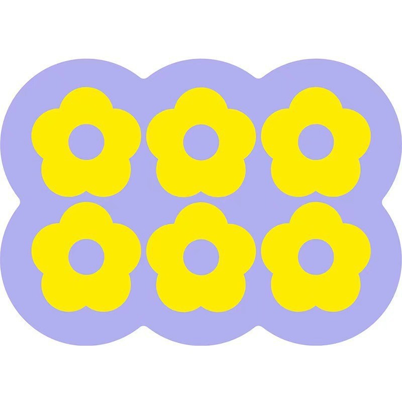 Purple & Yellow Flower Pattern Pet Feeding Mat
