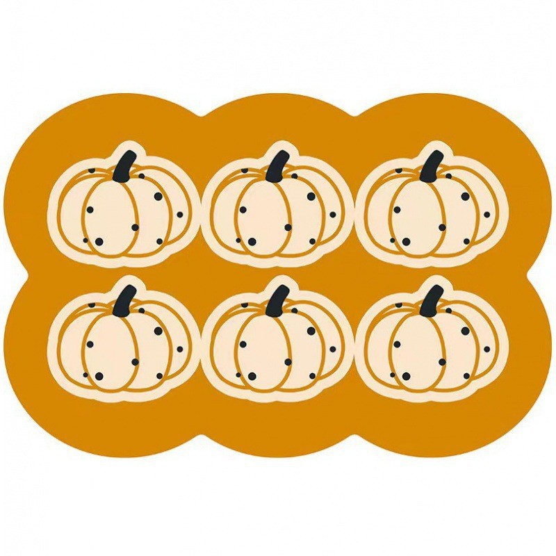 Yellow Pumpkin Pattern Pet Feeding Mat