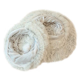 Grey Luxury Plush Cat Bed with Hidden Tunnel