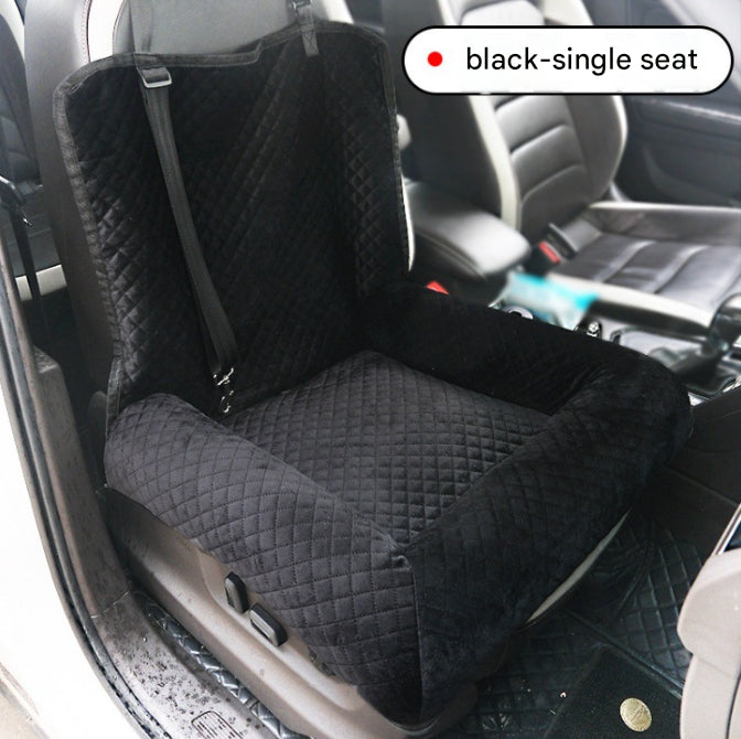 Black Plush Dog Car Booster Seat