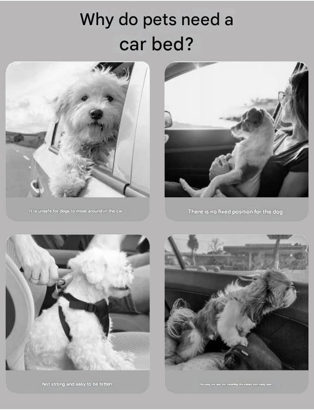 Black Plush Dog Car Booster Seat