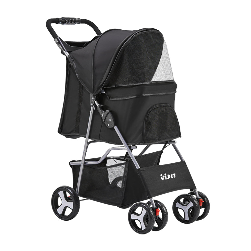 Pet Stroller 4 Wheel Pet Stroller - Black