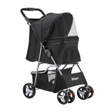 Pet Stroller 4 Wheel Pet Stroller - Black