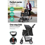 Pet Stroller 4 Wheel Pet Stroller - Black