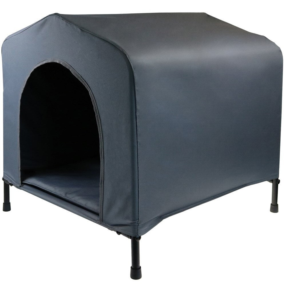 Grey Portable Kennel House W Cushion - Large