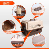 Small Airline Crate Pet Carrier With Bowl and Tray - Brown